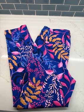 Lilly Pulitzer Navy Blue Pink & Mustard Floral Skinny Pants